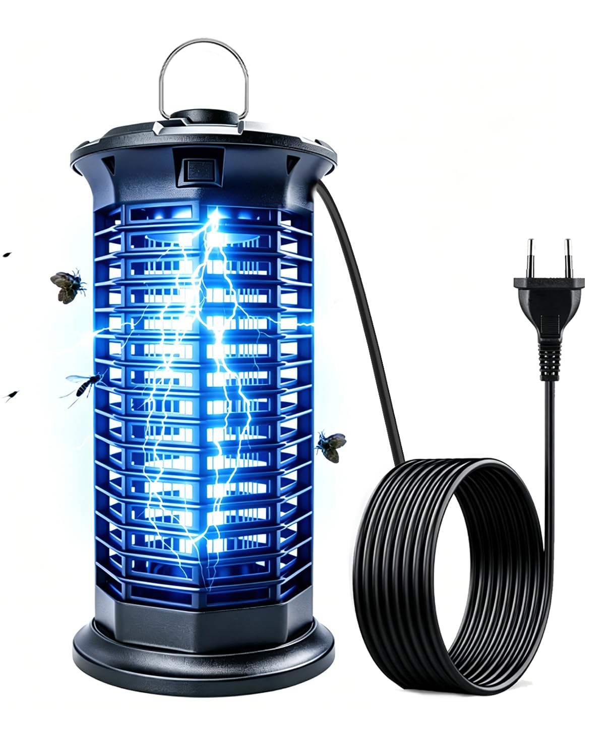 Insektenvernichter Elektrisch, 360° Mückenvernichter Lampe, 3 m Netzkabel UV Mückenlampe Hochspannung insektenfänger, Fliegenfalle elektrisch mückenfalle für Innen Auße, Anti Mücken, Fliegen, Motten
