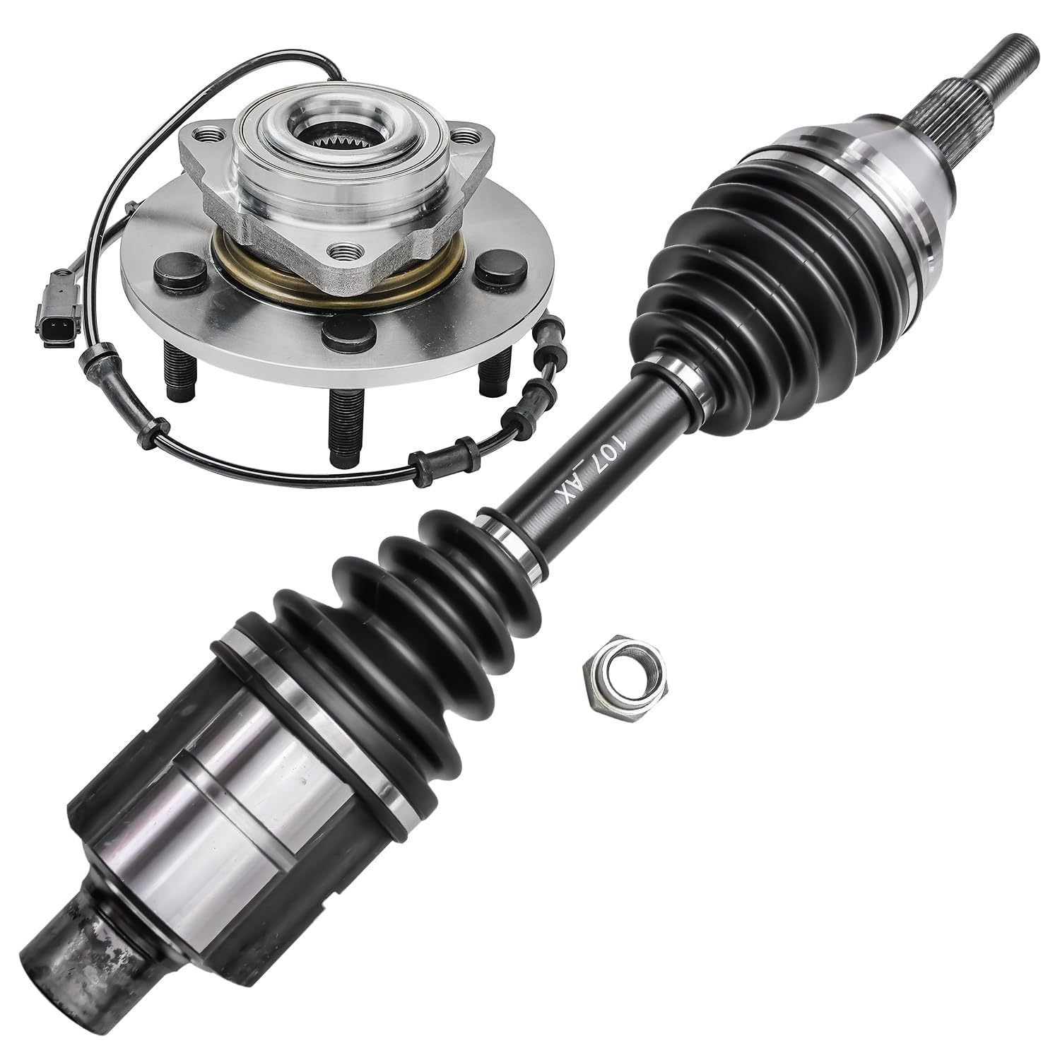 Detroit Axle - Front CV Axle Wheel Bearing Hubs for 02-05 Dodge Ram 1500