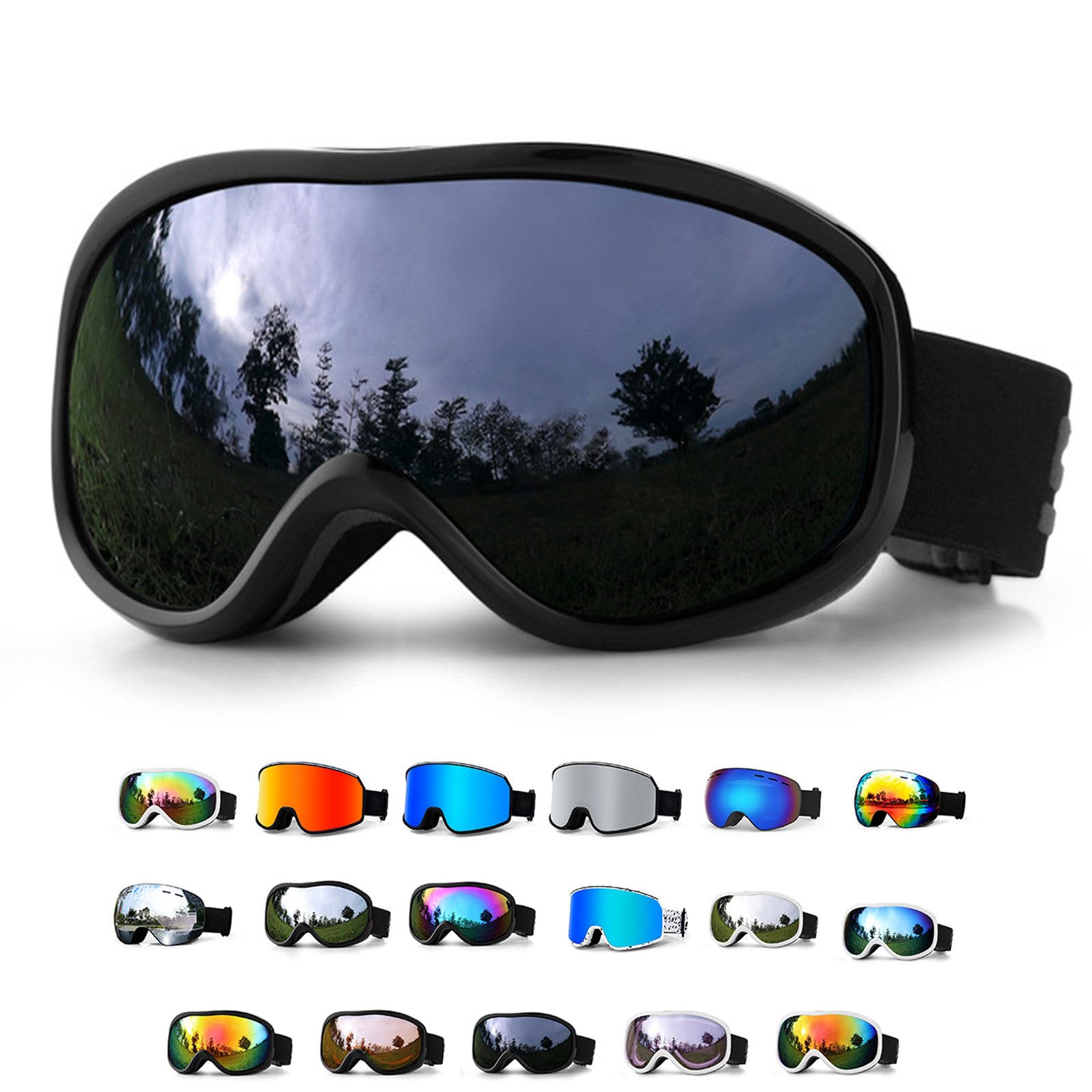 Gogle narciarskie na okulary, męskie, damskie, do sportów zimowych, ochronne, z podwójnymi soczewkami, do snowboardu, wiatroszczelne, narciarskie, z ochroną UV400 D