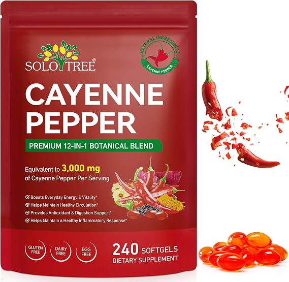Cayenne Pepper Capsules -(240 Softgels Supplement) Cayenne Pepper Softgels with Hawthorn, Beetroot, Turmeric & Vitamins K2 + D3 | Dietary Supplement -for Women,Men