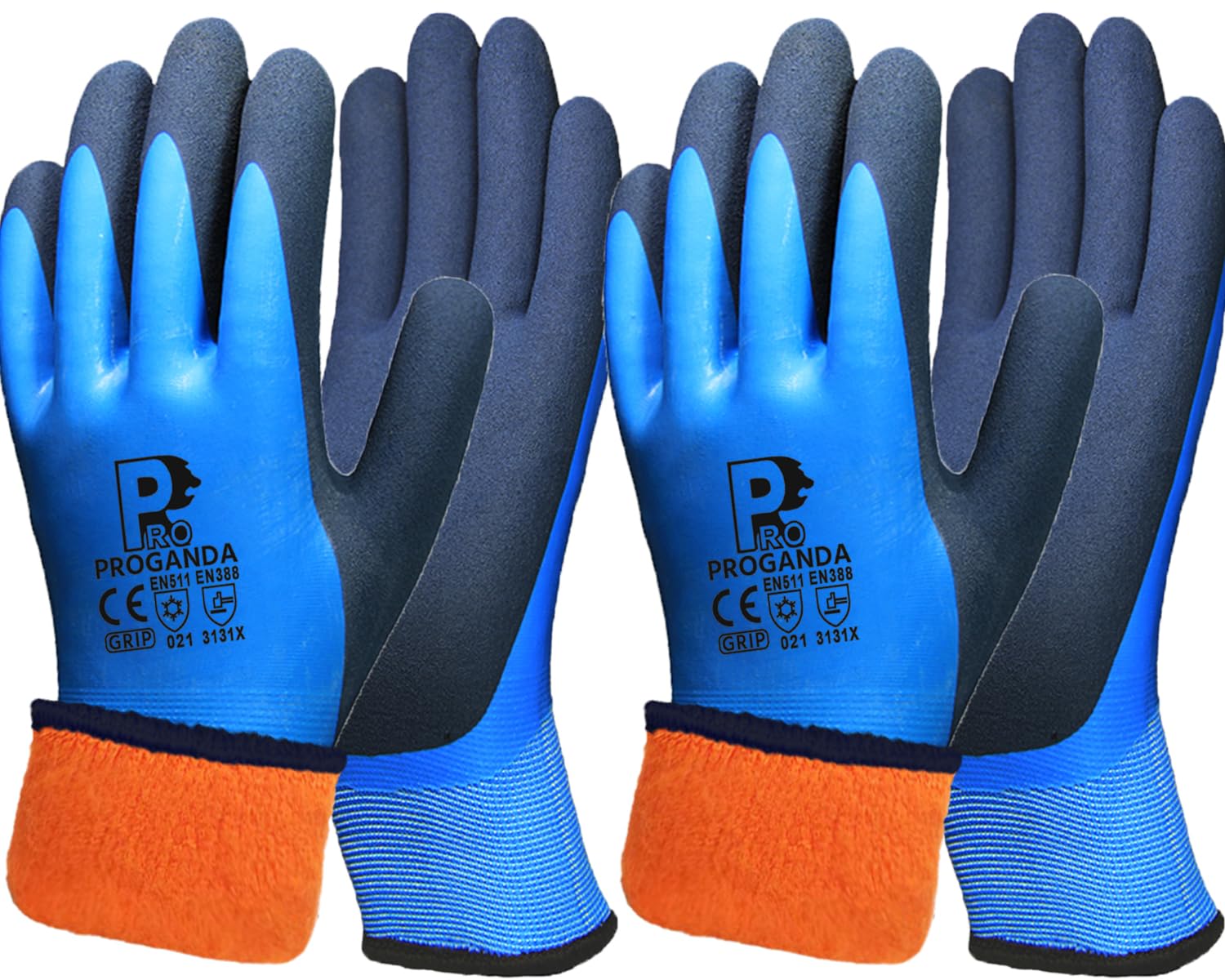 PROGANDA 2 Pairs Winter Work Gloves Thermal Fleece Liner Waterproof Coating Superior Grip for Cold Weather Car Washing Gardening Fishing Multipurpose — image 1
