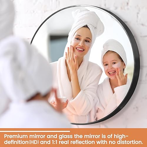 Miniatura 5 de NeuType Espejo redondo de 39 pulgadas, espejo circular negro para espejo de pared, espejo grande de baño para pared con marco de aleación de