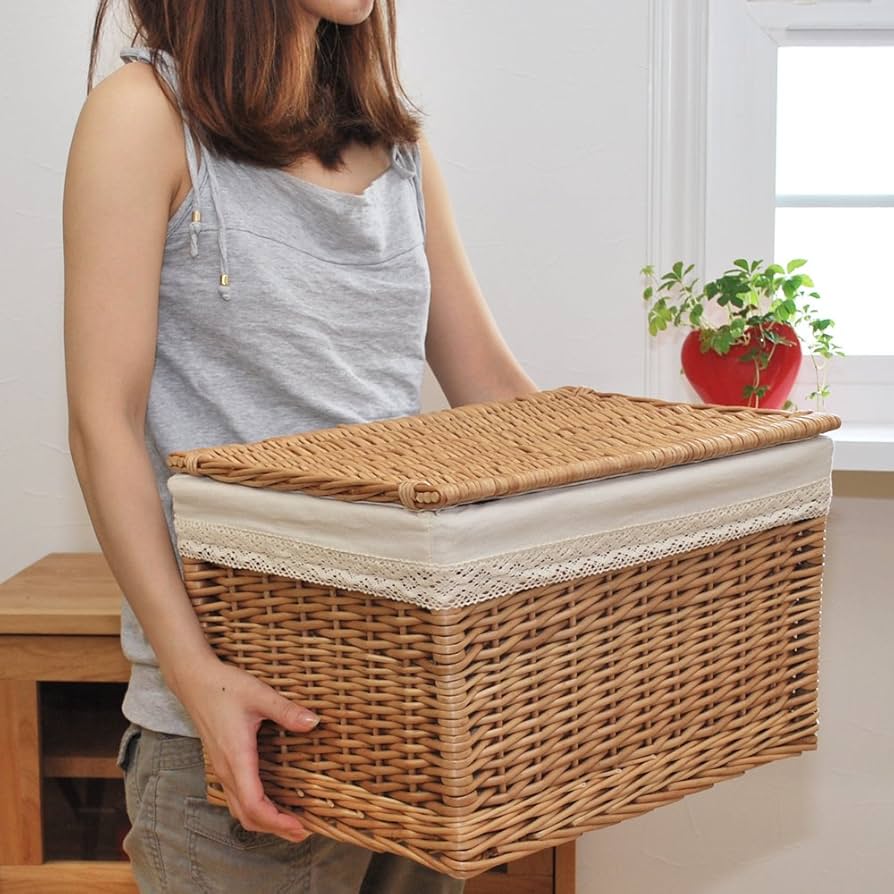 天然素材の蓋付きバスケット 楽天市場】【最大500円クーポン】 バスケット ふた付き