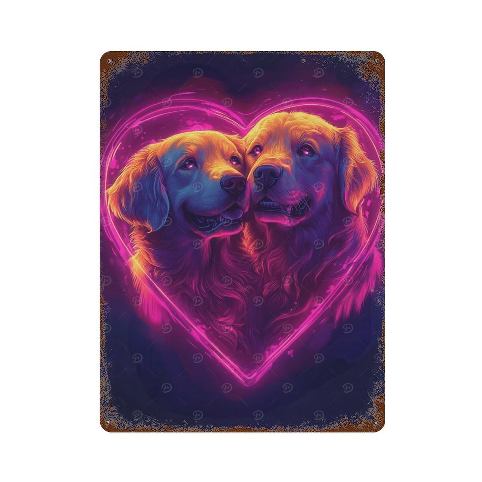 Golden Retriever Love Vintage Rust Metal Sign 15.7"x11.8", Farmhouse Wall Decor for Garage, Pub Or Kitchen