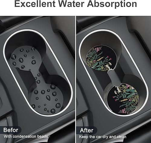 Miniatura 4 de Portavasos para automóvil, posavasos para portavasos de automóvil, paquete de 4 unidades, insertos antideslizantes universales de cerámica