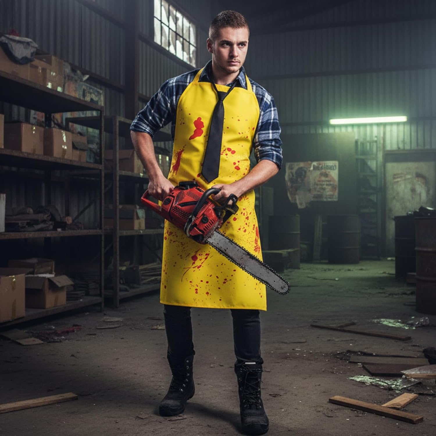 Chicingyou 2 Pcs Halloween Costume Set, Bloody Apron and Tie Set for Adults
