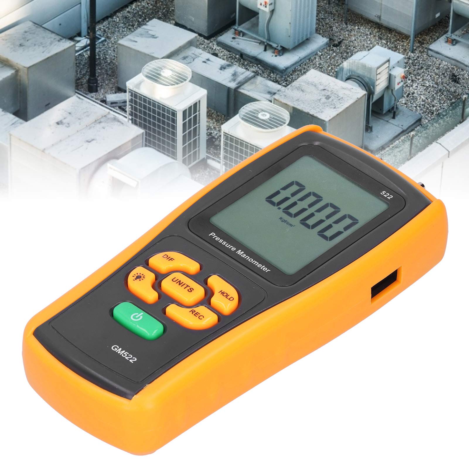 Omabeta Manómetro Diferencial Digital, Medidor de Presión de Aire con Interfaz USB para Ventiladores HVAC, Sopladores, Medición de Resistencia del Filtro