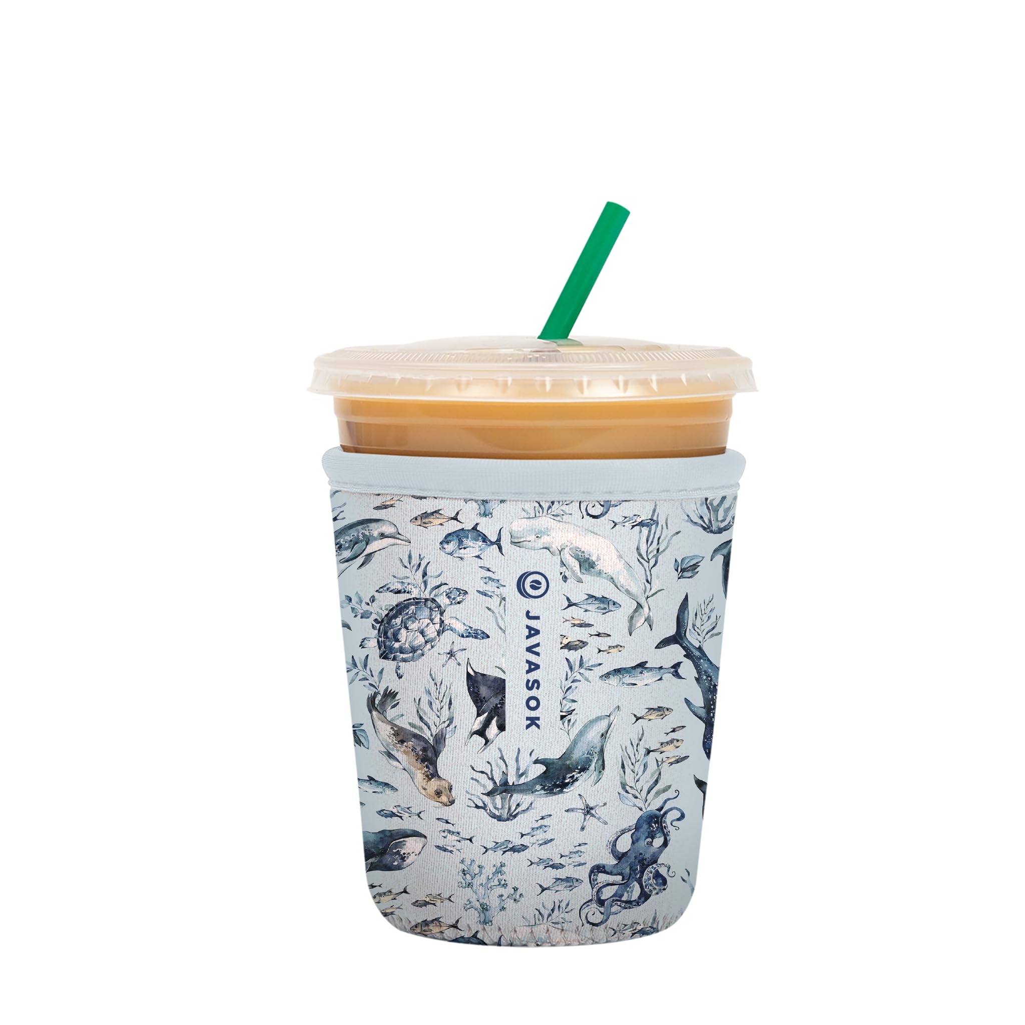 Sok It JavaSok Iced Coffee &amp; Cold Soda Insulated Neoprene Cup Sleeve (Ocean Echo, Small: 16-20oz)