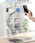 OMOTON GH04 Magnetic Swivel Tablet Stand, Aluminum 2-in-1 Adjustable Holder with Large Clamp for iPad & Magnetic Head for iPhone, Foldable Long Arm Overhead Phone Mount for 4-12.9" Device, Gray