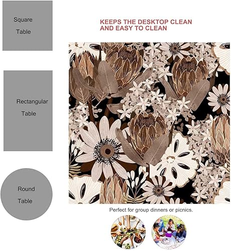 Vista 3 de Mantel Floral Redondo para Mesa De 4 Sillas Picnic Mantel A Prueba De Aceite 30 X 30 Pulgadas