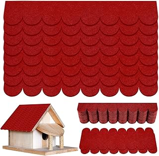 AUAUY 32stk Dachpappe für Vogelhaus, Wasserdicht Mini Dachschindeln Selbstklebend für Vogelhäuser Nistkastendach Nistkasten Kaninchenstall Hundehütte Insektenhotel Briefkastendächer (Rot)
