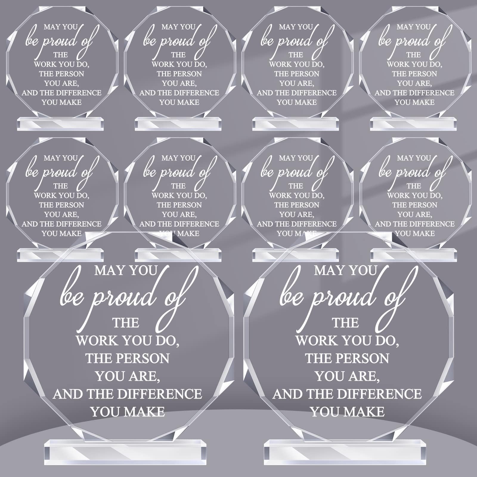 Bucherry 10 Pcs Employee Appreciation Awards for Coworker Acrylic Thank You Trophy May You Be Proud of The Work You Do Sign Prizes Retirement Goodbye Farewell Gift for Women Men(Octagon)