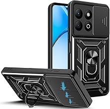 Case Compatible with Honor X6c (6.61 Inch) PC Hard and Soft TPU Silicone Case with 360° Rotating Stand Cover Case Black