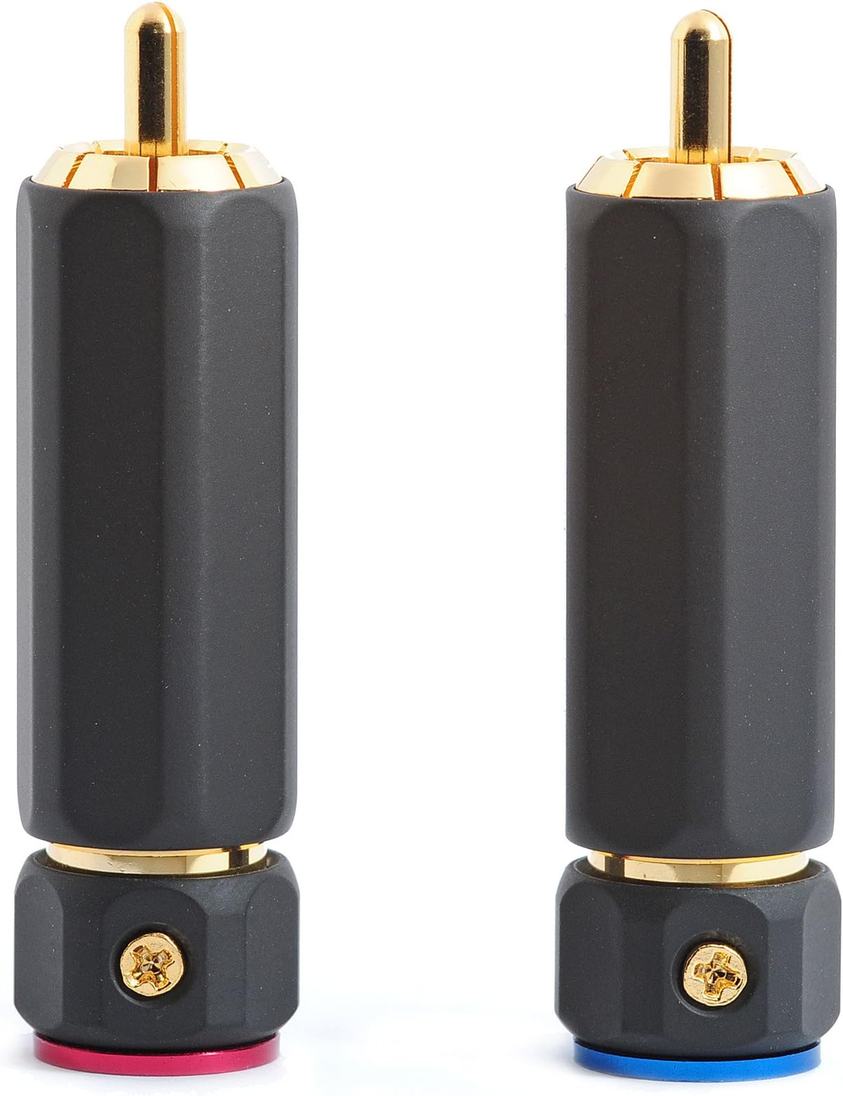 2 Locking Phono RCA Plugs Gold Plated Connectors for Large Diameter Audio Cables PHOPLU02