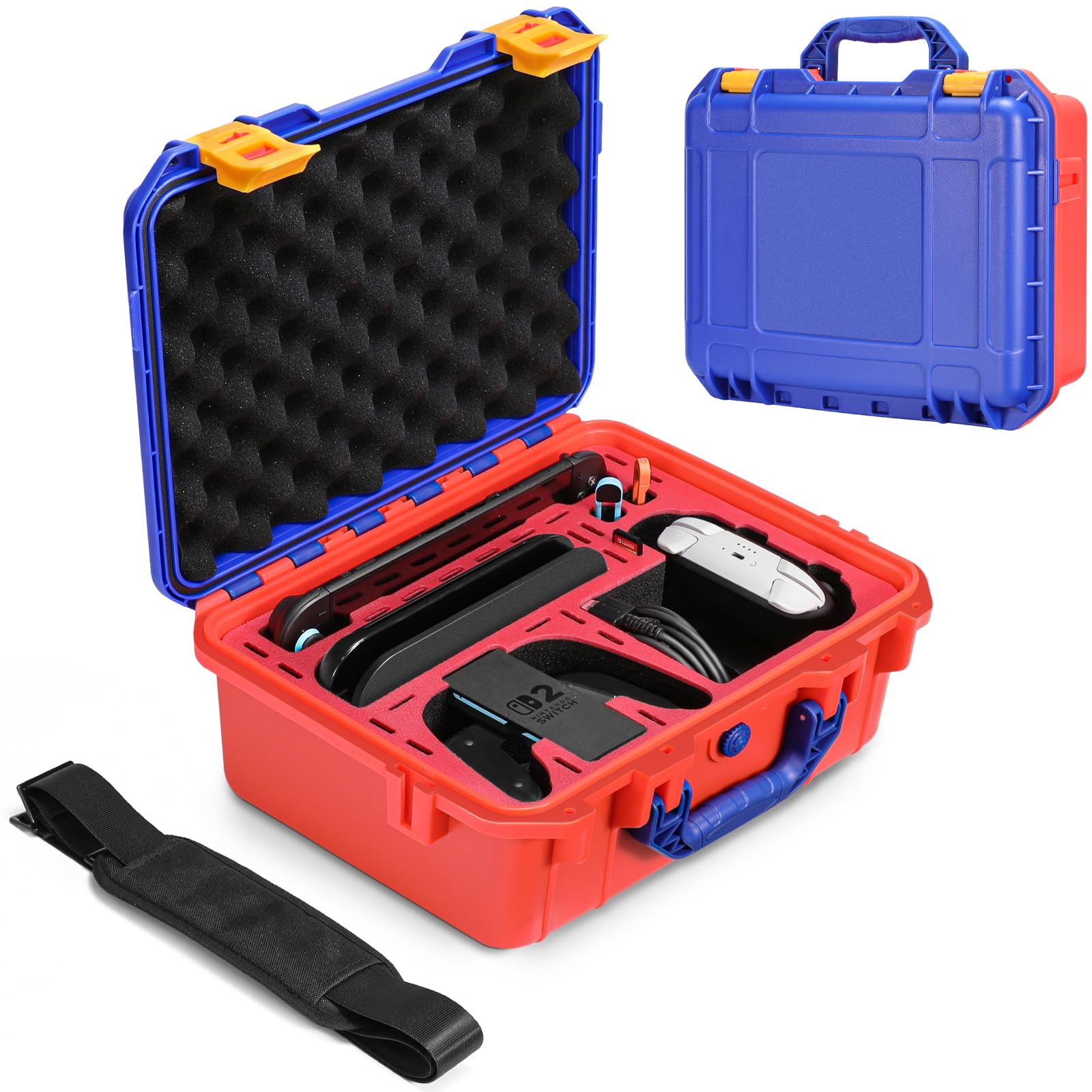 FPVtosky Custodia rigida per Nintendo Switch 2, borsa da viaggio impermeabile per gli accessori di Switch 2, contiene 2 controller Pro, 22 schede di gioco e cavo HDMI (Colorato)