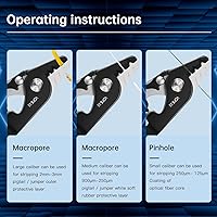 Vista 4 de Pelacables de fibra óptica VCFS-33, herramienta de pelado de fibra óptica de 3 orificios de puerto con mango de 6 pulgadas, llave hexagonal