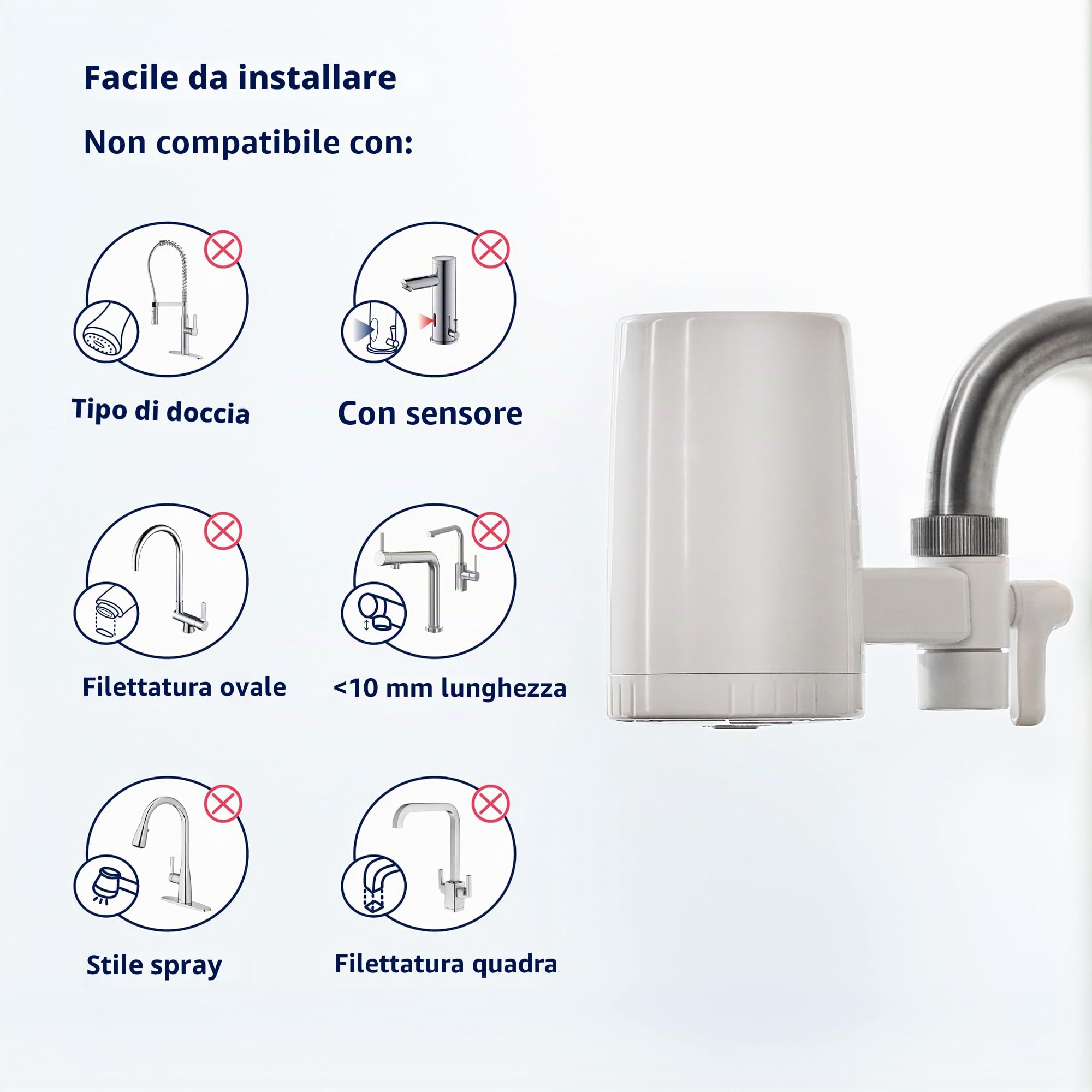 Tappwater Essential - Sistema di filtraggio per rubinetto – Depura acqua, filtra cloro, sedimenti, ruggine, nitrati, pesticidi - Elimina odori e sapori sgradevoli. Filtri rubinetti lavandino