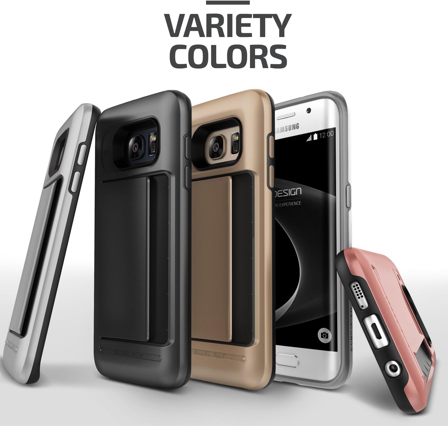 Galaxy S7 Edge Case, VRS Design [Damda Clip][Dark Silver] - [Wallet Card Slot][Military Grade Protection] for Samsung S7 Edge