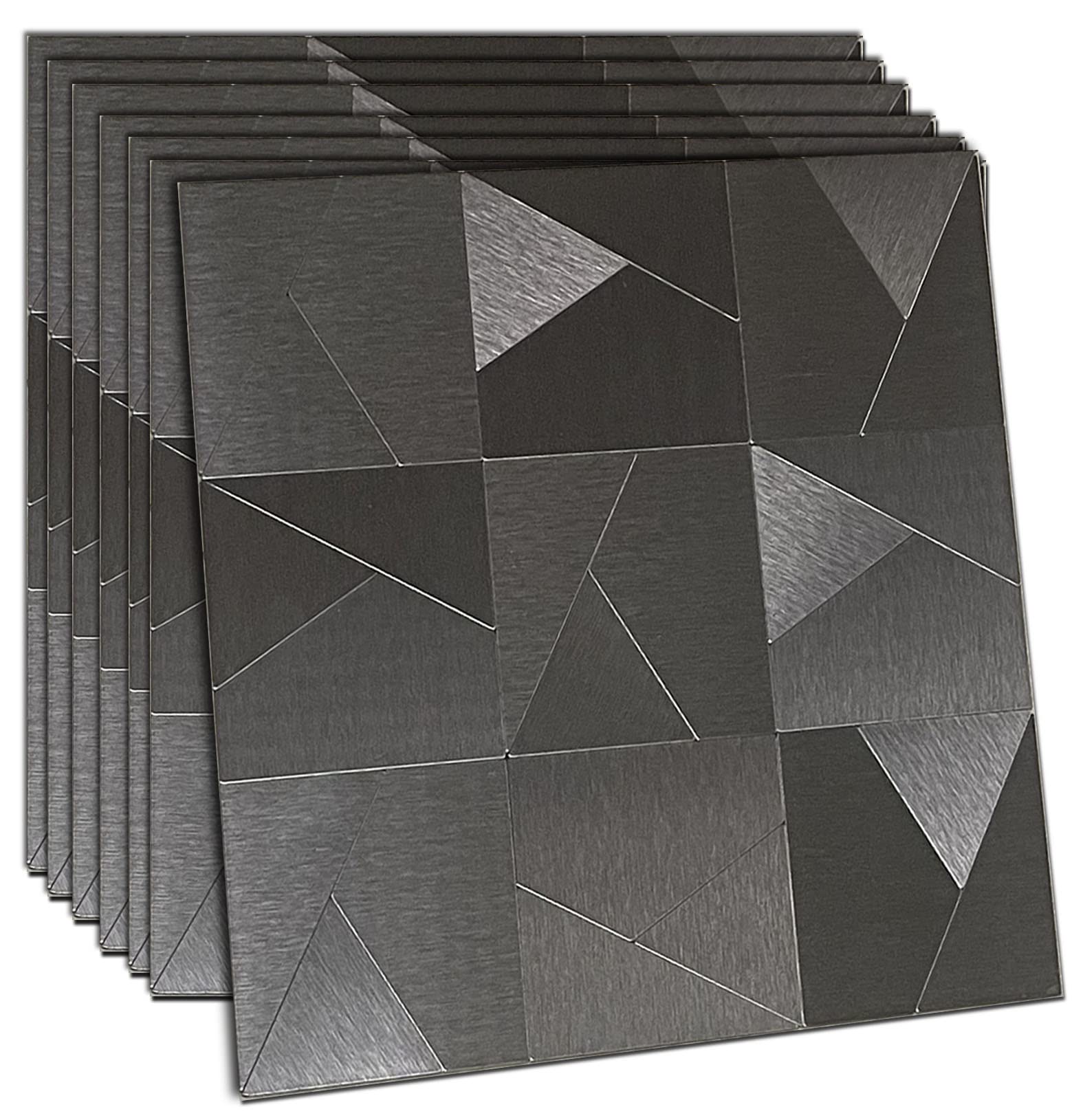 YMMXGE 7-Sheet Peel and Stick Metal Backsplash for Kitchen, Self Adhesive Aluminum Mosaic 3D Wall Sticker Panel 11.81"x11.81"x0.12" (7, Light Gray)