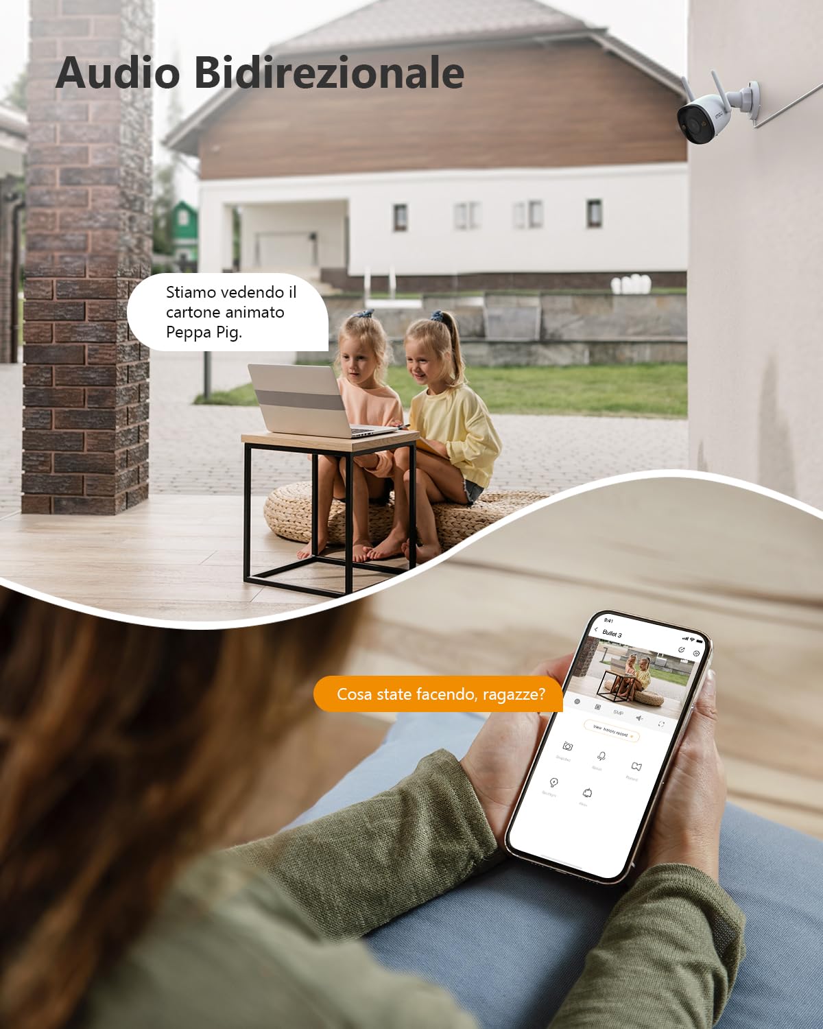 Imou 5MP Telecamera Wi-Fi Esterno, Videocamera Sorveglianza con Rilevamento IA Umano/Auto, Audio Bidirezionale, Visione Notturna a Colori, IP67, Compatibile con Alexa, 2,4GHZ, Bullet 3 5MP
