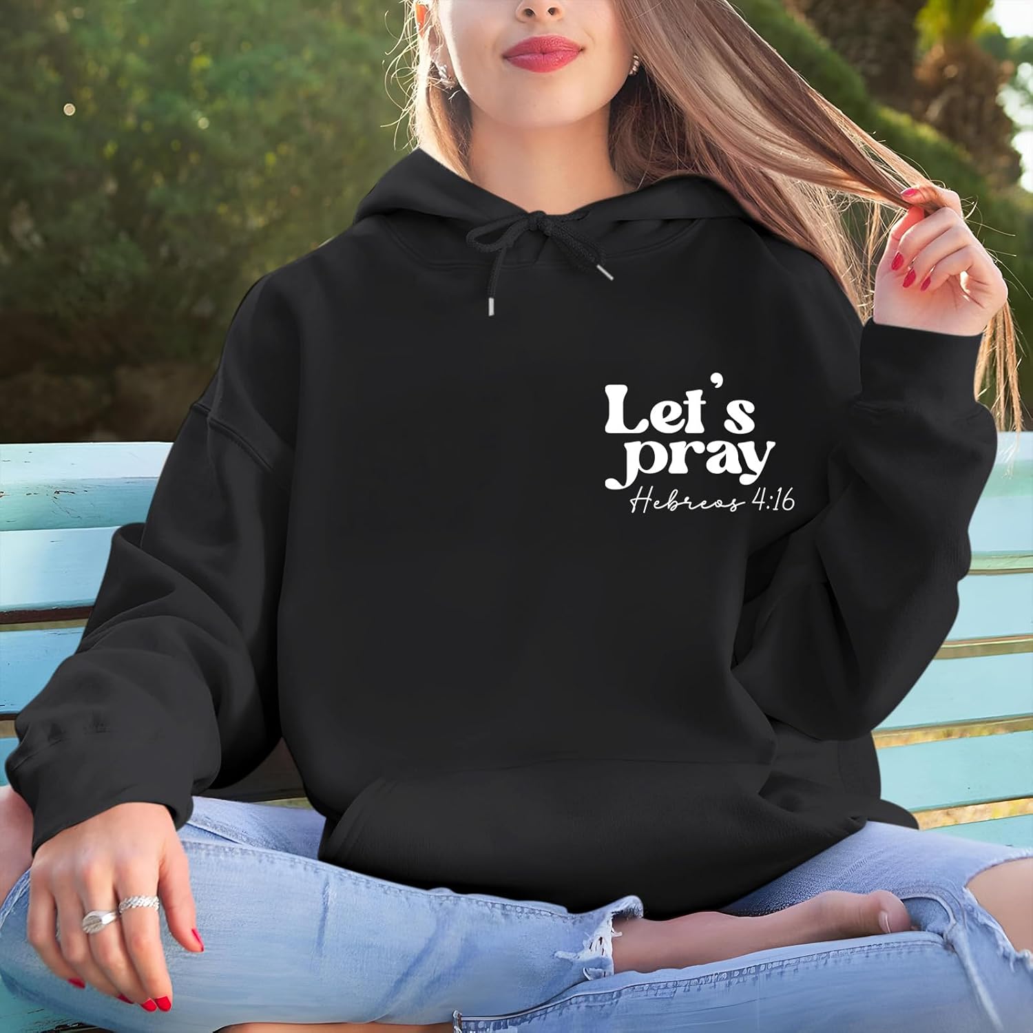 KEEVICI Christian Faith God Hoodies for Women Jesus Bible Verse Religious Hoodie Graphic Sweatshirts Inspirational Pullover - Image 2