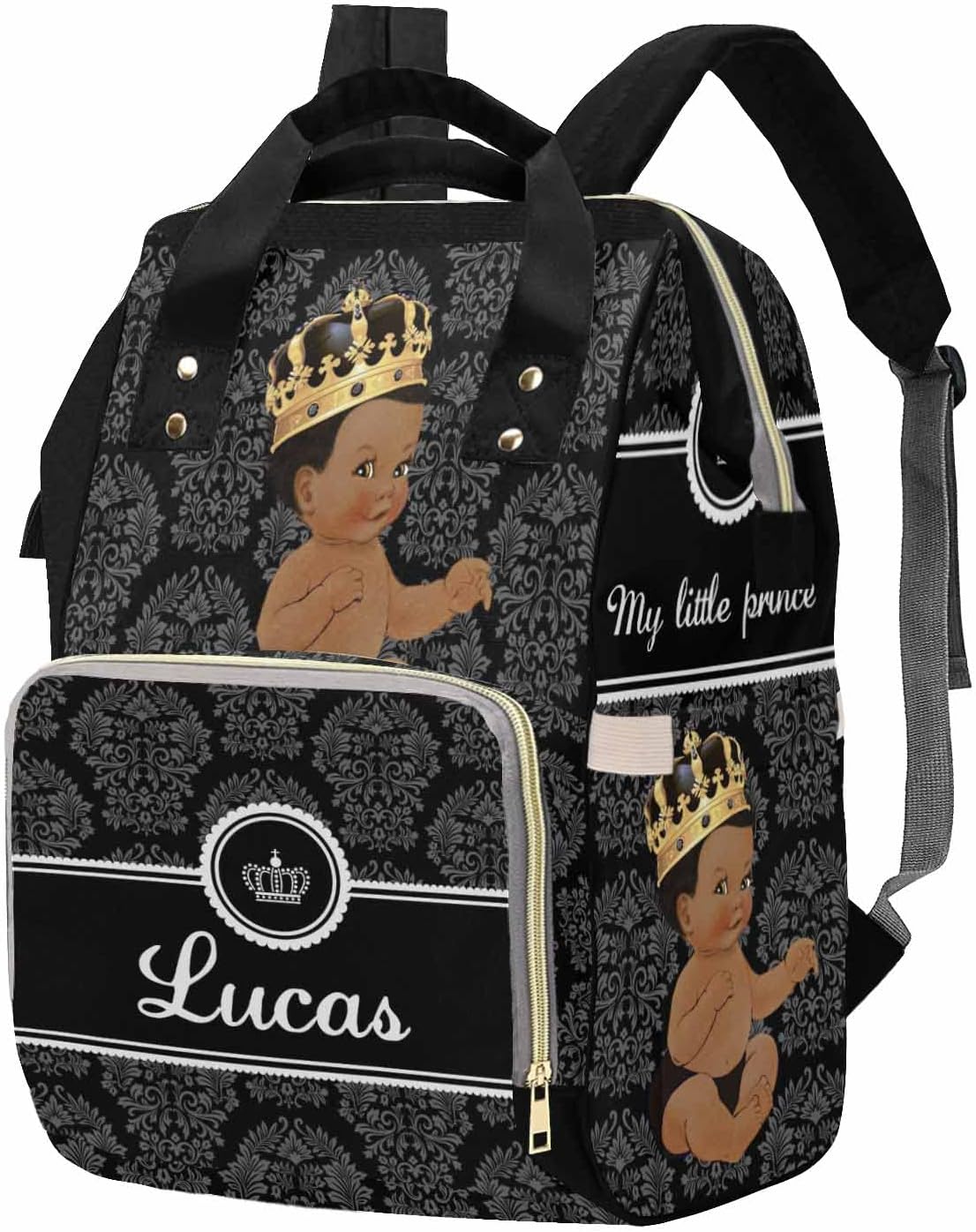 M YESCUSTOM Custom Bag with Name Personalized Black Diaper Bag Backpack Customized Mommy Bag for Women