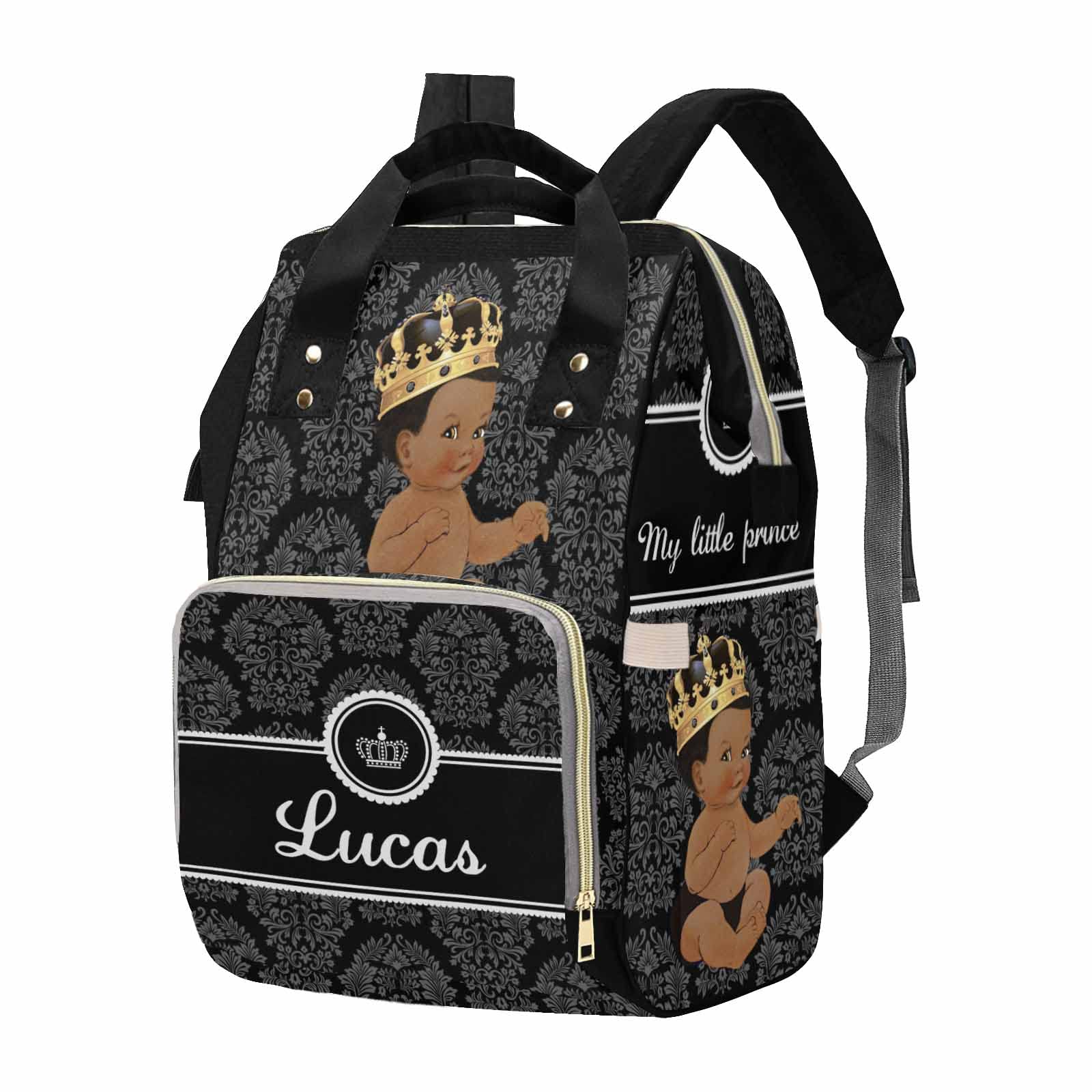 M YESCUSTOM Custom Bag with Name Personalized Black Diaper Bag Backpack Customized Mommy Bag for Women