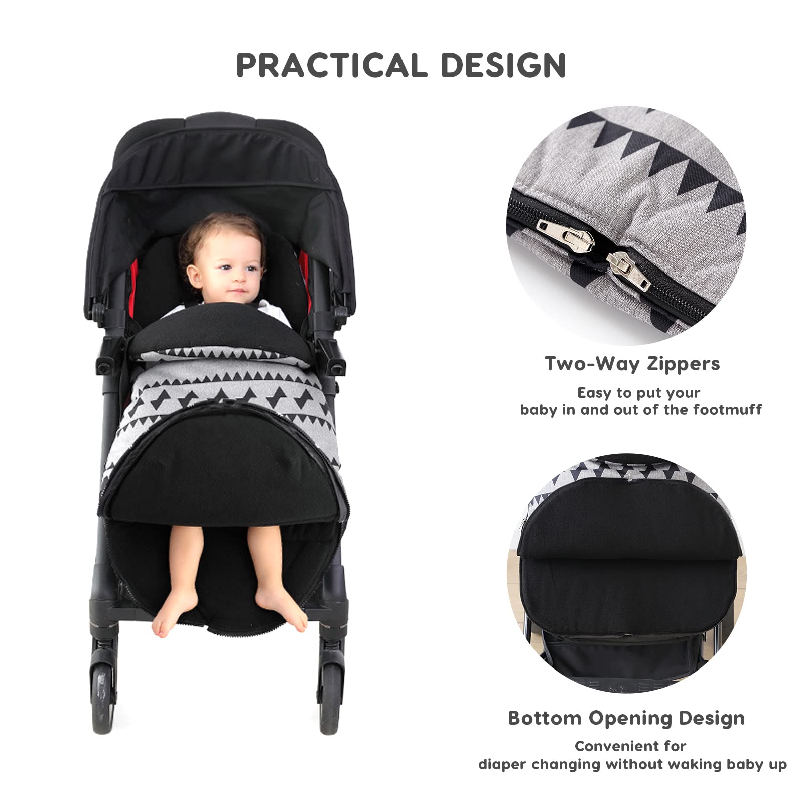 SONARIN Universal Saco Silla Paseo,Saco Carrito Bebe Invierno Impermeable Cálido Sacos de Abrigo para Carritos con Forro Polar Saco de Dormir para Cochecito Asiento de Coche(Dinosaurio)