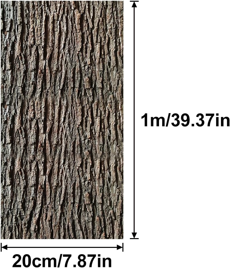 Simulated Bark 7.87in x 39.37in (2.15 Sq.Ft) Artificial Tree Bark for Pillars Pipes, Fake Bark Sheet for Tree Decoration DIY Miniature Landscape