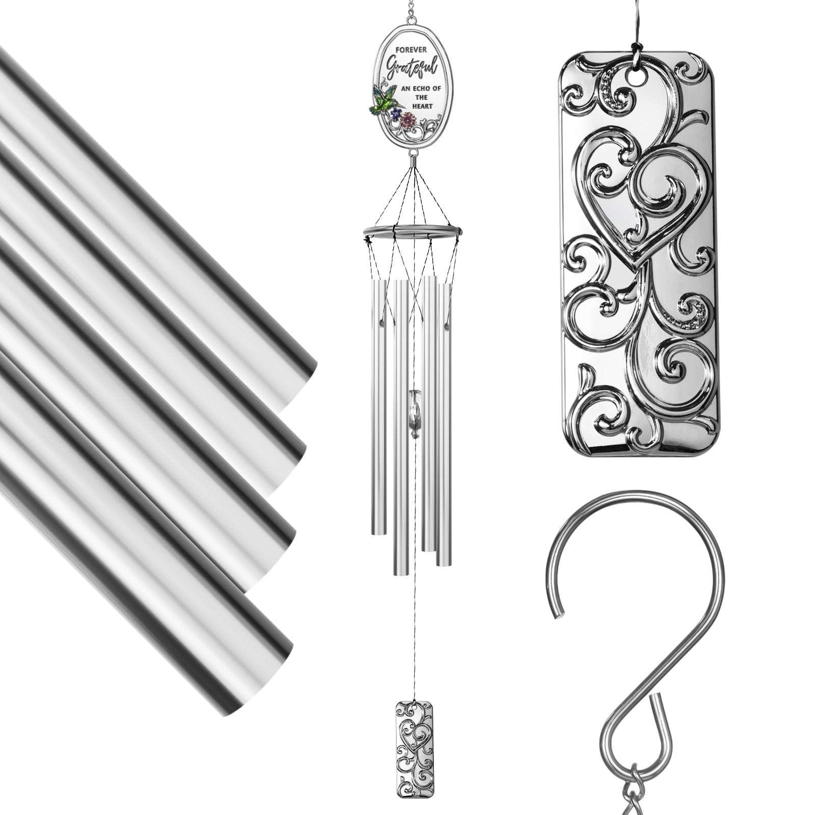 Kingtto Windspiel Für Den Außenbereich – 81,3 Cm, Aus Bambus & Aluminium, Beruhigende Töne, Gedenkgeschenk