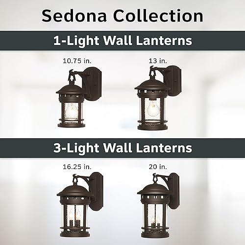 Miniatura 6 de DESIGNERS FOUNTAIN Sedona 2371-ORB - Lámpara de pared de 13 pulgadas, luces de porche de vidrio semillero para puerta delantera, patio y garaje,