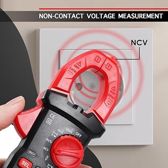 Clamp Meter Multimeter AC/DC Current with Temp Clamp Probe, NCV Non-Contact Voltage Tester with Auto-ranging 6000 Counts, Frequency, Resistance, Capacitance, Test for HVAC, Automotive, Electrical