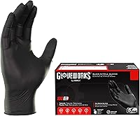 GLOVEWORKS Black Nitrile Disposable Gloves 5 Mil - Latex-Free, Powder-Free, Food-Safe Textured Grip for Mechanics & Kitchen