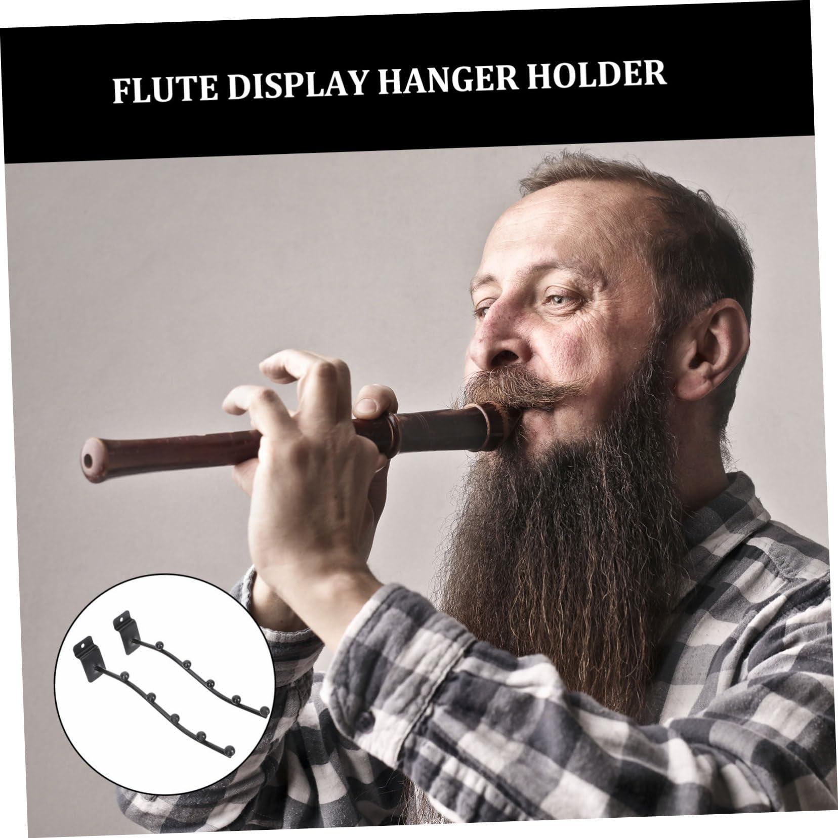 HEMOTON 2pcs Flute Stand Holder Wall Mount Musical Instrument Rack for Display