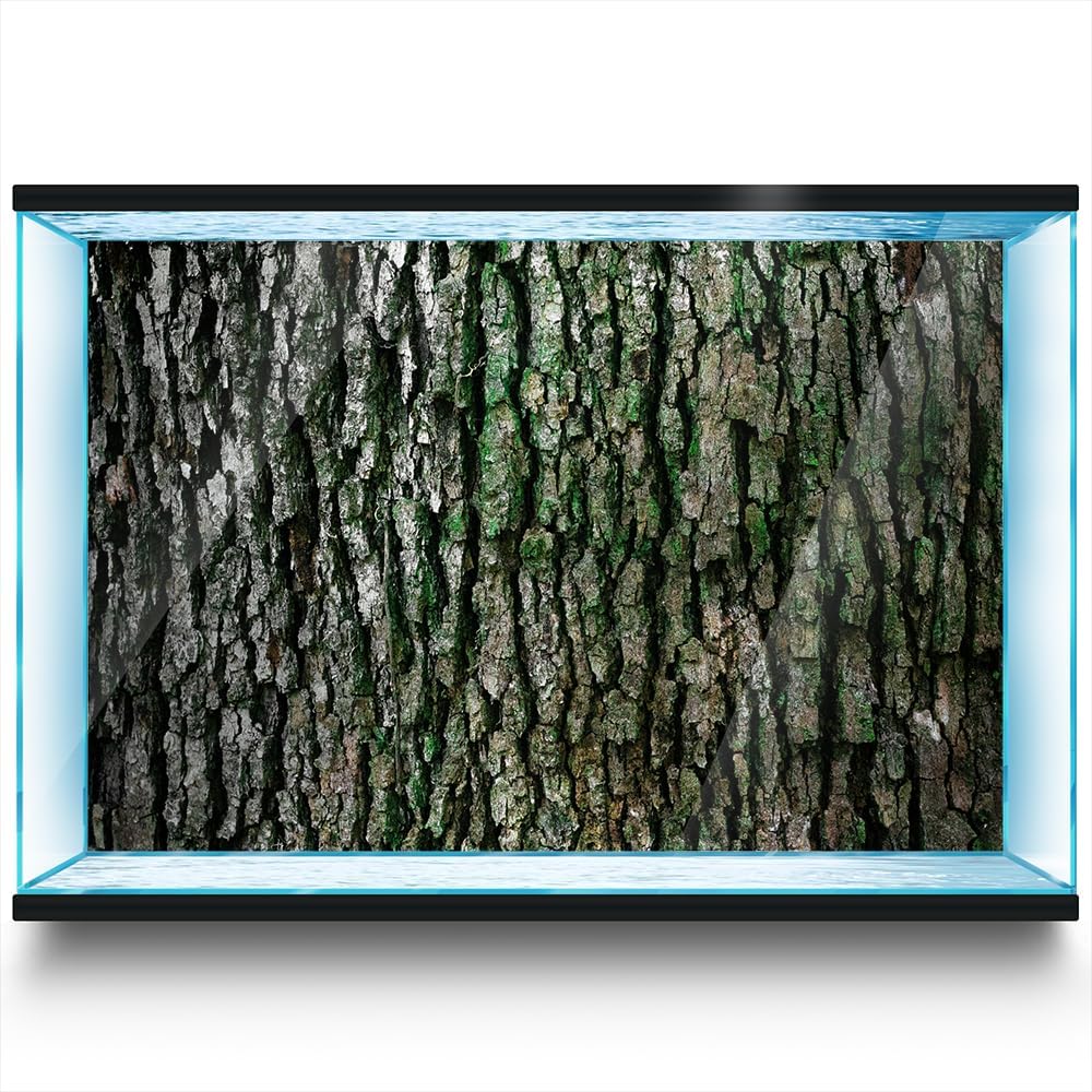 Aquarium Background Stickers - Bark Moss Texture Self-Adhesive Fish Tank Reptile Terrarium Decor Poster (120 x 60 cm / (47.2 x 23.6 inches))