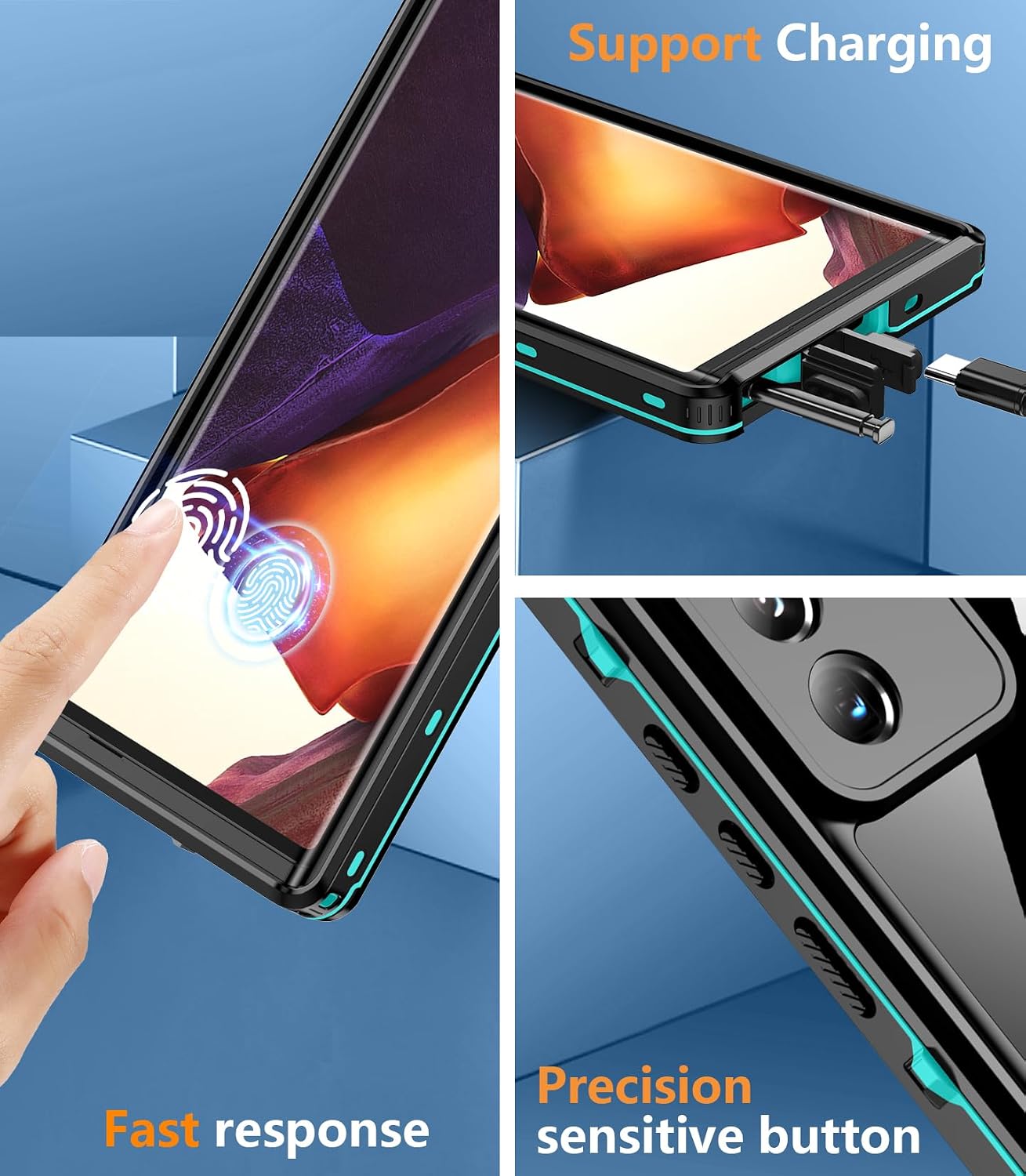 for Samsung Galaxy Note 20 Ultra Case Waterproof, [Military-Grade Drop Protection] [IP68 Underwater] Full Body Heavy Duty Rugged Shock-Proof Case for Note 20 Ultra 6.9''-Teal