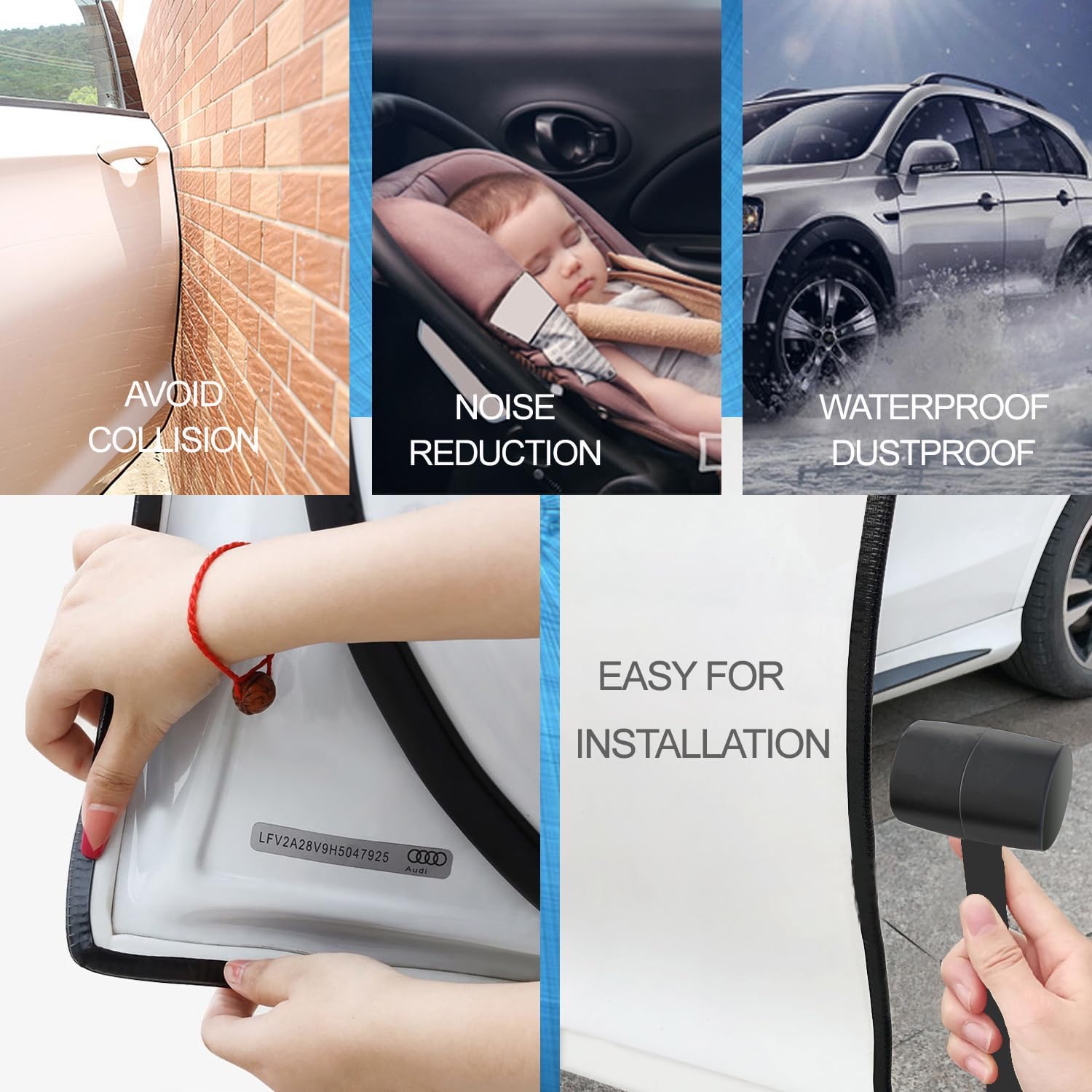 Car Door Edge Guards Red, 32.8Ft(10M) Car Door Edge Protector Rubber U Shape Edge Trim Universal Fit for Jeep Trucks Offroad SUV All Vehicles with Rubber Mallet(Red 32.8FT)