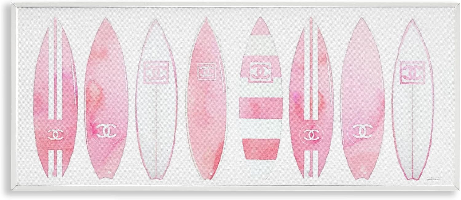 Stupell Industries 'Nautical Glam Fashion Surfboards', Framed Giclee Art, White, 30 x 13 Inches, Easy to Hang and Sturdy, Made in USA, by Amanda Greenwood