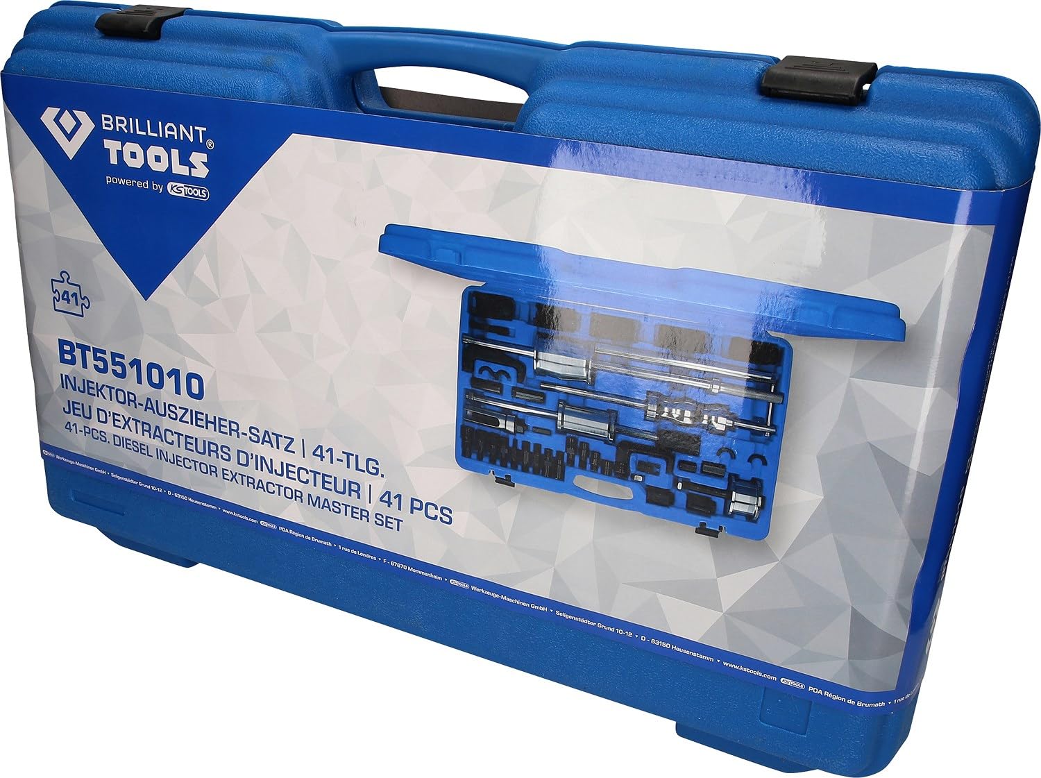 Jeu Extracteurs Injecteurs BT551010-41 Pièces pour Retirer Injecteur Diesel - pour les Réparations sur Injecteurs de Différentes Tailles - Extracteur à Percussion et Adaptateurs - BRILLIANT TOOLS