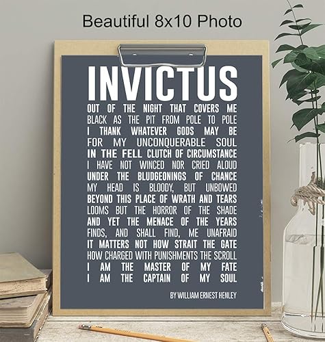 Miniatura 3 de Invictus Poem Quote Wall Art Print - Motivational Inspirational Home Decor for Bedroom, Den, Office, Classroom or Dorm Room - Makes a Great Gift for