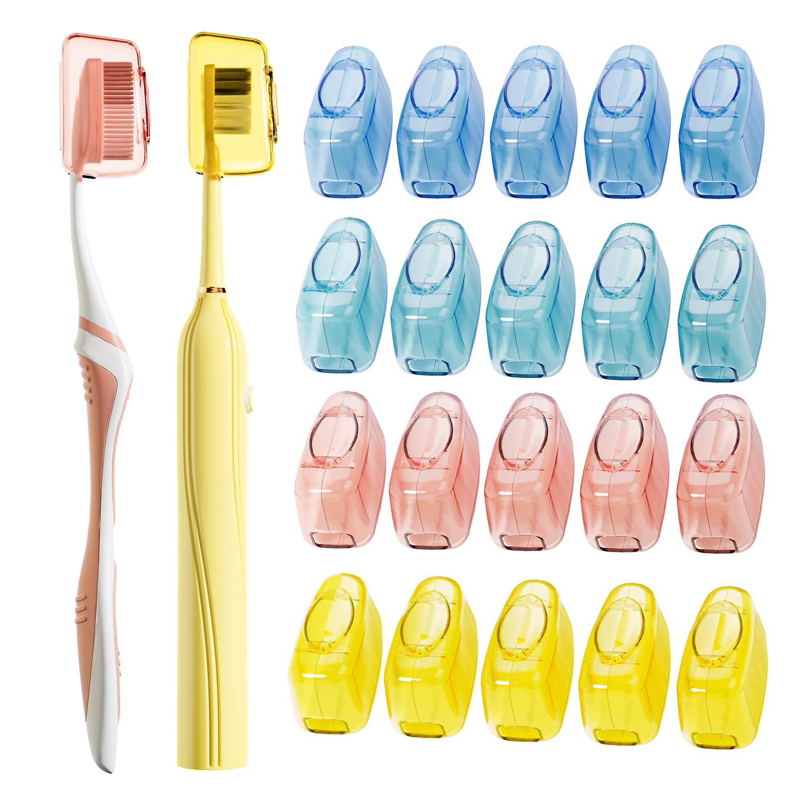 Muslish 20 Pack Toothbrush Covers, Portable Toothbrush Head Cover Caps, Toothbrush Case Protector for Home and Travel, Fits Most Manual and Electric Toothbrushes (Yellow)