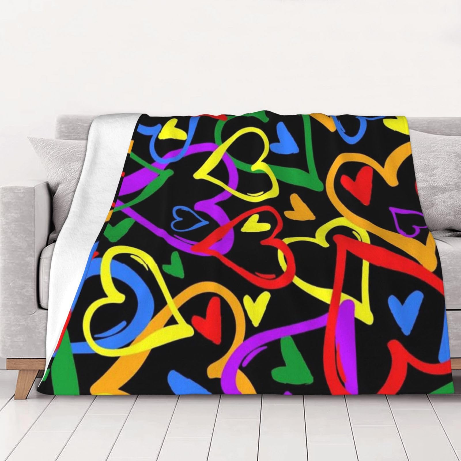AUBKFELD Gay Pride Rainbow Printed Flannel Blanket 200x150 CM, Soft & Warm Throw Blanket for Sofa/Couch/Bed/Car, Gifts for Audlts Women Men