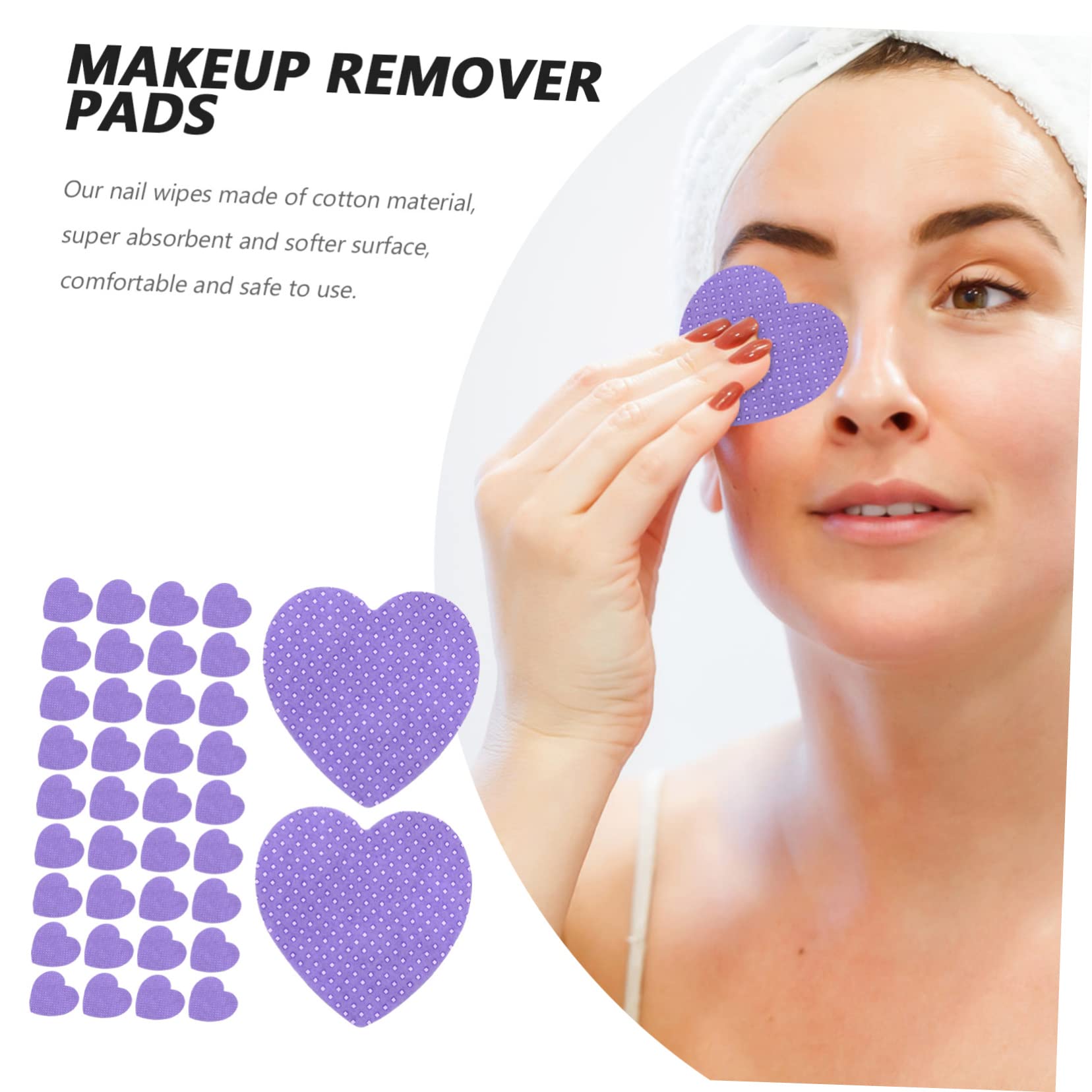 BELLIFFY Nail Polish Remover Pads 200 Sheets Shaped Cotton Purple Safe for Acrylic Gel Nails Compact