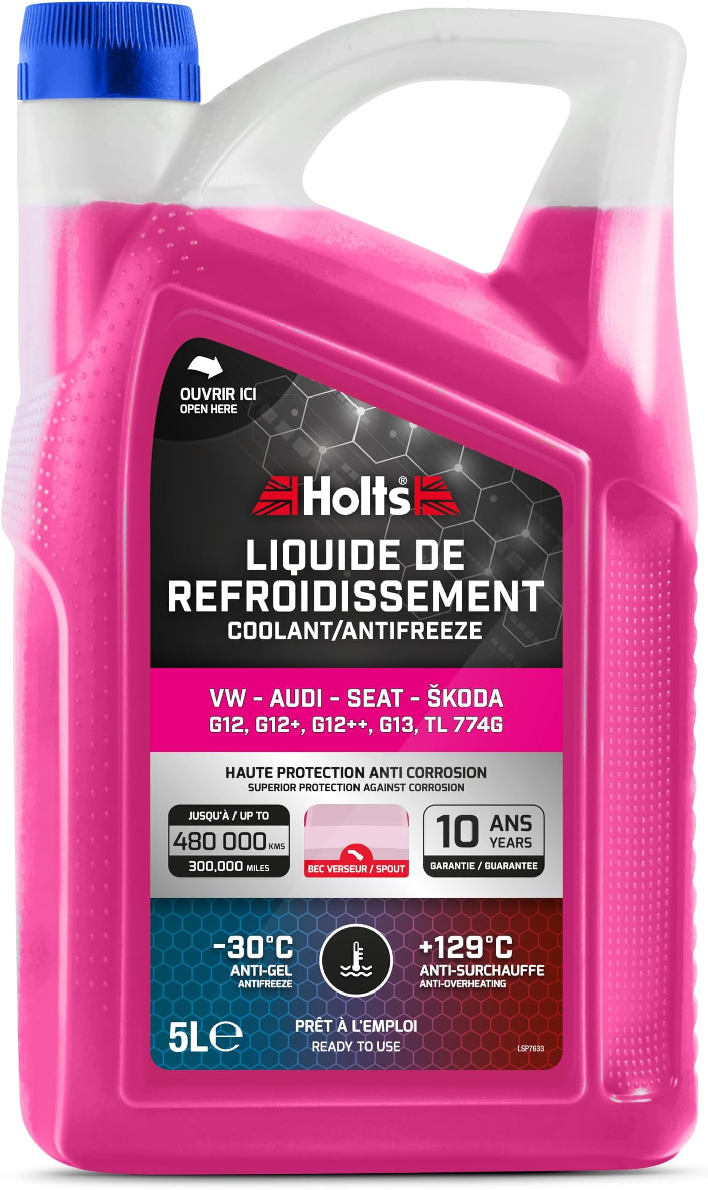 Holts HAFR0006B Antifreeze Coolant for VW, Audi, Seat, Skoda G12/G12+/G12++/G13/G12 EVO, -30ยฐC, Pink, 5 Litre