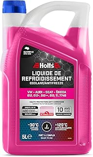Holts HAFR0006B Liquide de Refroidissement Voiture et Antigel VW-Audi-Seat-Skoda G12, G12+, G12++, G13, G12 Evo Protection Longue durée de 10 Ans 480,000km jusqu'à -30°C, Rose, 5L