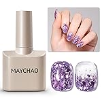 MAYCHAO Purple Glitter Gel Nail Polish, 15ML Violet Confetti Glitter Gel Nail Polish, Soak Off UV LED Nail Varnish for Nail Art Starter Manicure Salon DIY at Home, 0.5 OZ