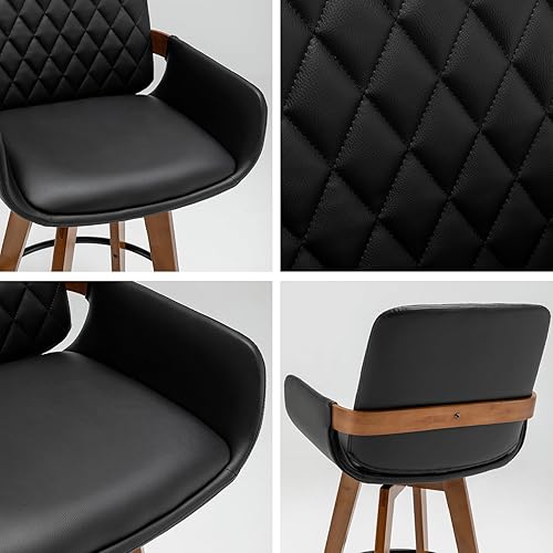 Miniatura 6 de Taburetes de bar giratorios individuales de altura de mostrador, taburetes de bar de cuero con respaldo y brazos, taburetes de bar modernos de