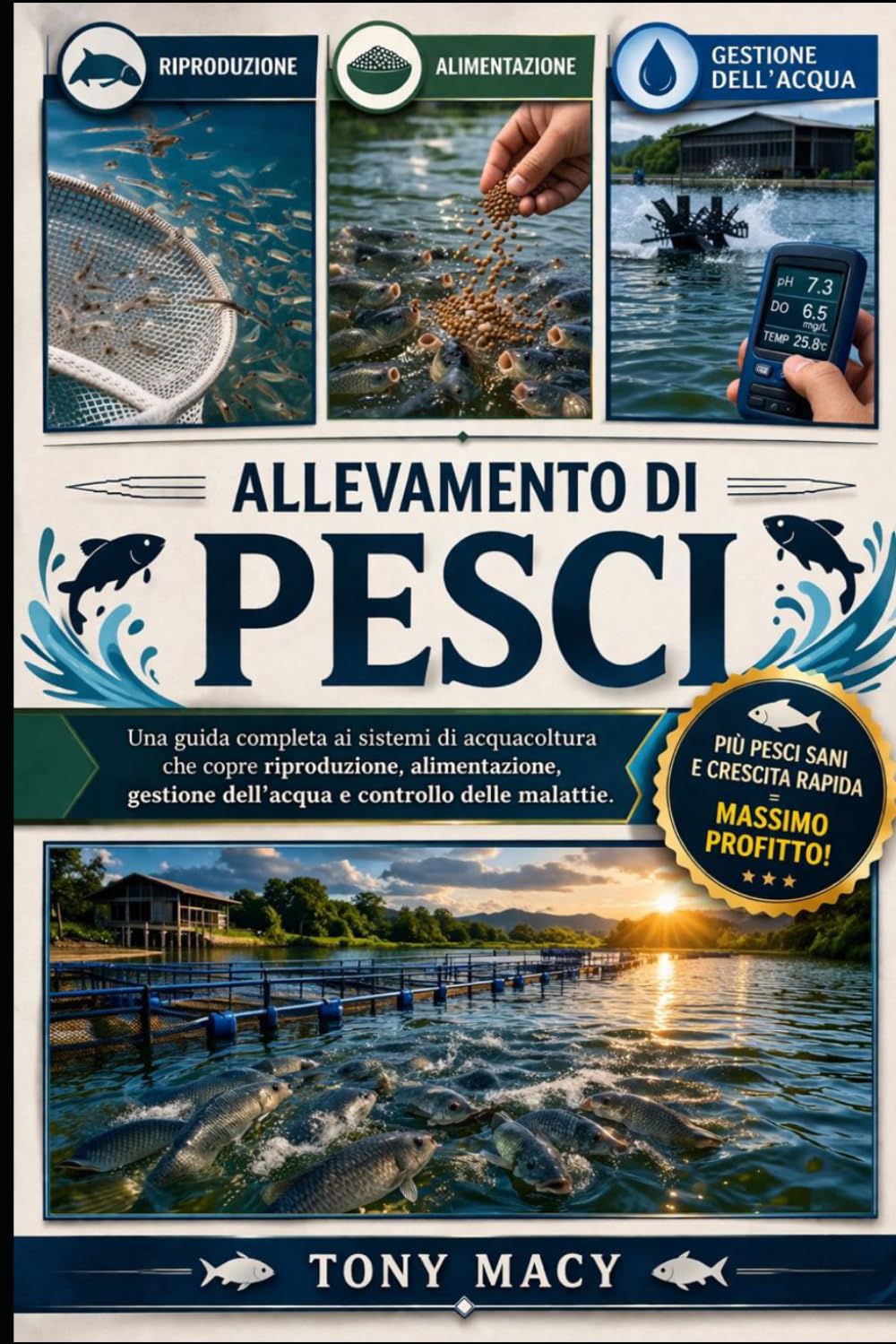 ALLEVAMENTO DI PESCI: Una guida completa ai sistemi di acquacoltura che copre riproduzione, alimentazione, gestione dell’acqua e controllo delle malattie.