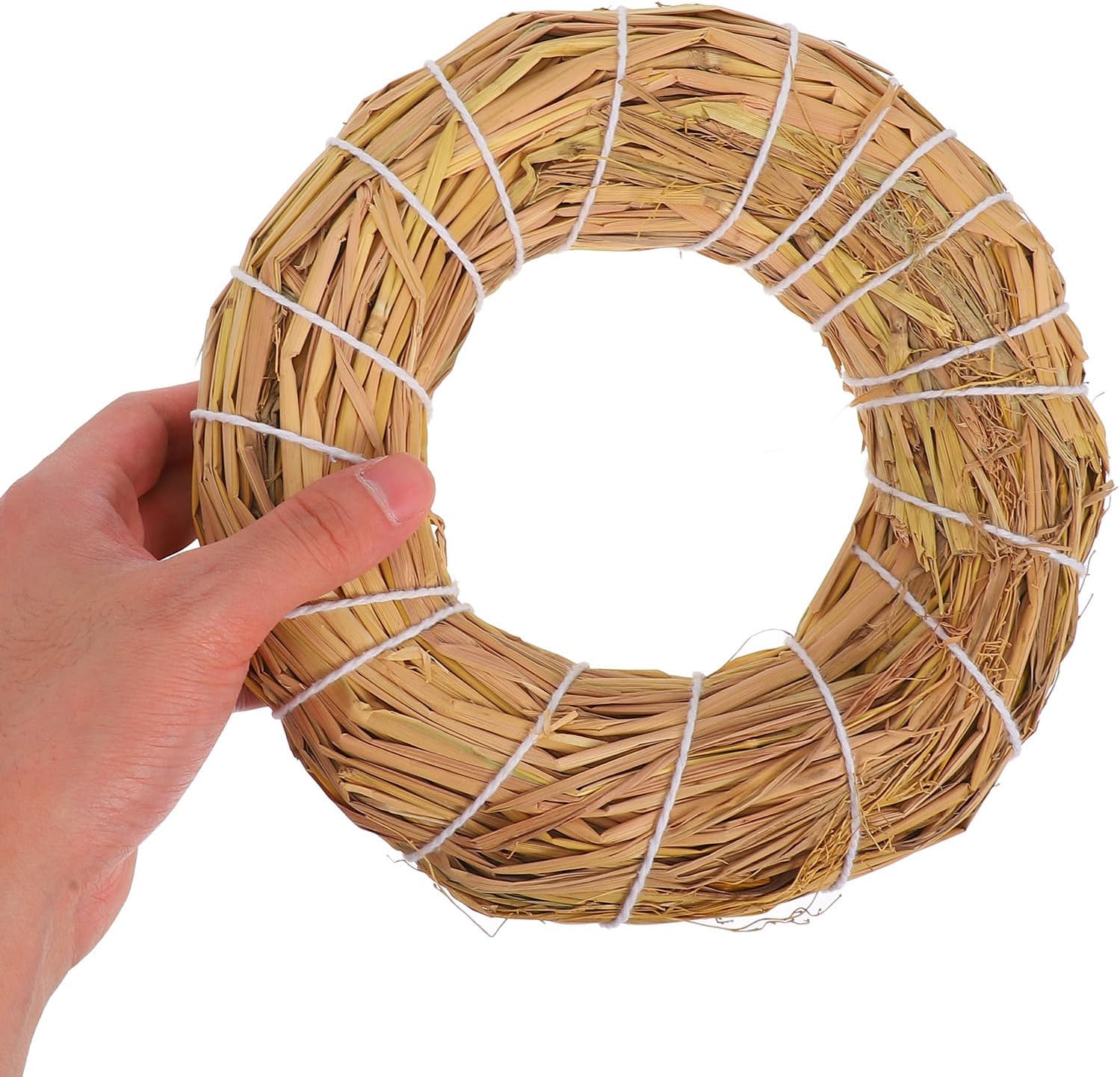 BETOOKY Natural Straw Wreath Frame Easy to Decorate for DIY Holiday Wreath Craft with Cotton Rope for Christmas Door Decorations and Seasonal Home Décor