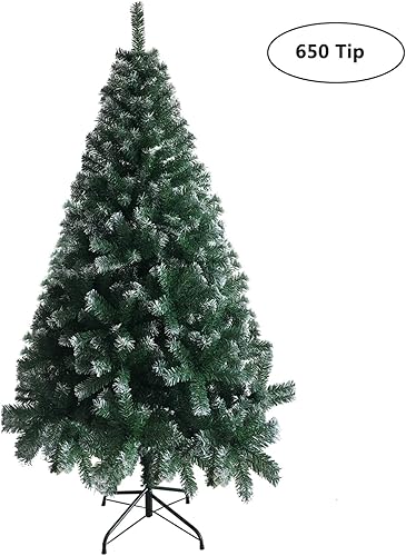 Miniatura 40 de Árbol de Navidad artificial de 6 pies sin encender, árbol de Navidad falso con bisagras con 1138 puntas de ramas y soporte de metal plegable, árbol